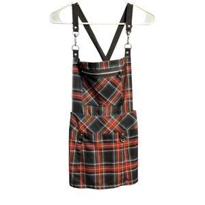 Lip Service Plaid Pinafore Overall Dress